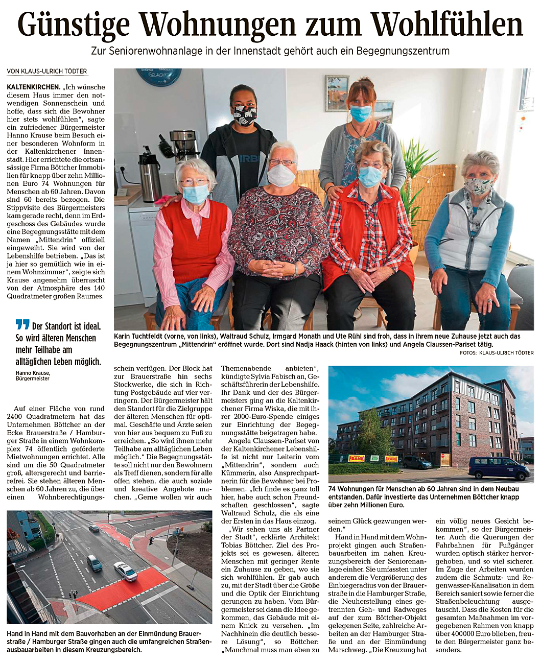 Ein Artikel aus der Segeberger_Zeitung vom 7.10.2020: "Günstige Wohnungen zum Wohlfühlen"